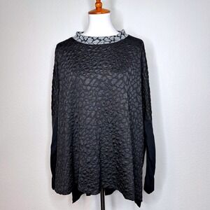 ALEMBIKA Crinkle Textured Tunic Top LG Crew‎ Neck Long Sleeves Lagenlook Boxy